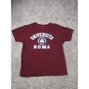 Smartee Universita Roma Graphic T-Shirt Maroon Burgundy Mens Size M Cotton Roma